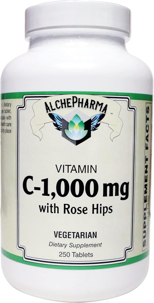 C-1000 mg (askorbīnskābe) ar 50 mg Rose HIPS – bez sojas kukurūzas glutēna (250 tabletes)