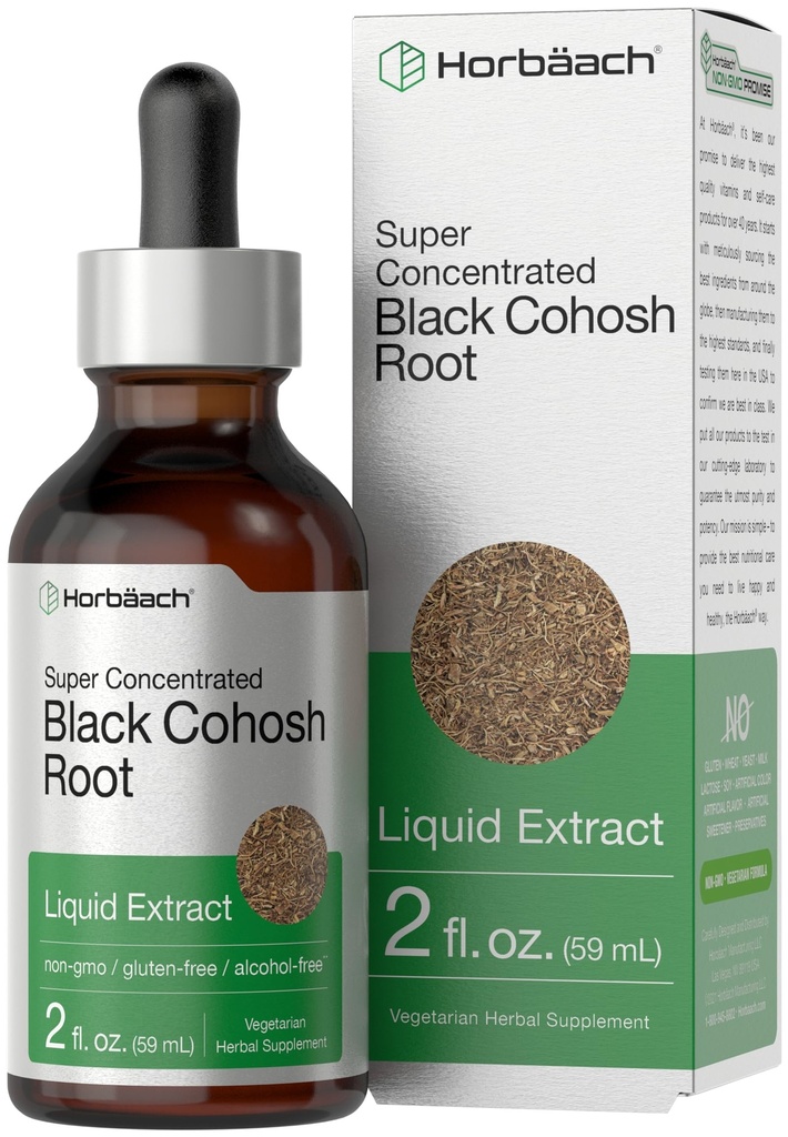 Horbäach Black Cohosh Saknes Tincture - 2 fl oz -- šķidruma ekstrakts - bez alkohola Herb pilieni - Veģetārietis - Non-GMO, bez lipekļa Papildinājums