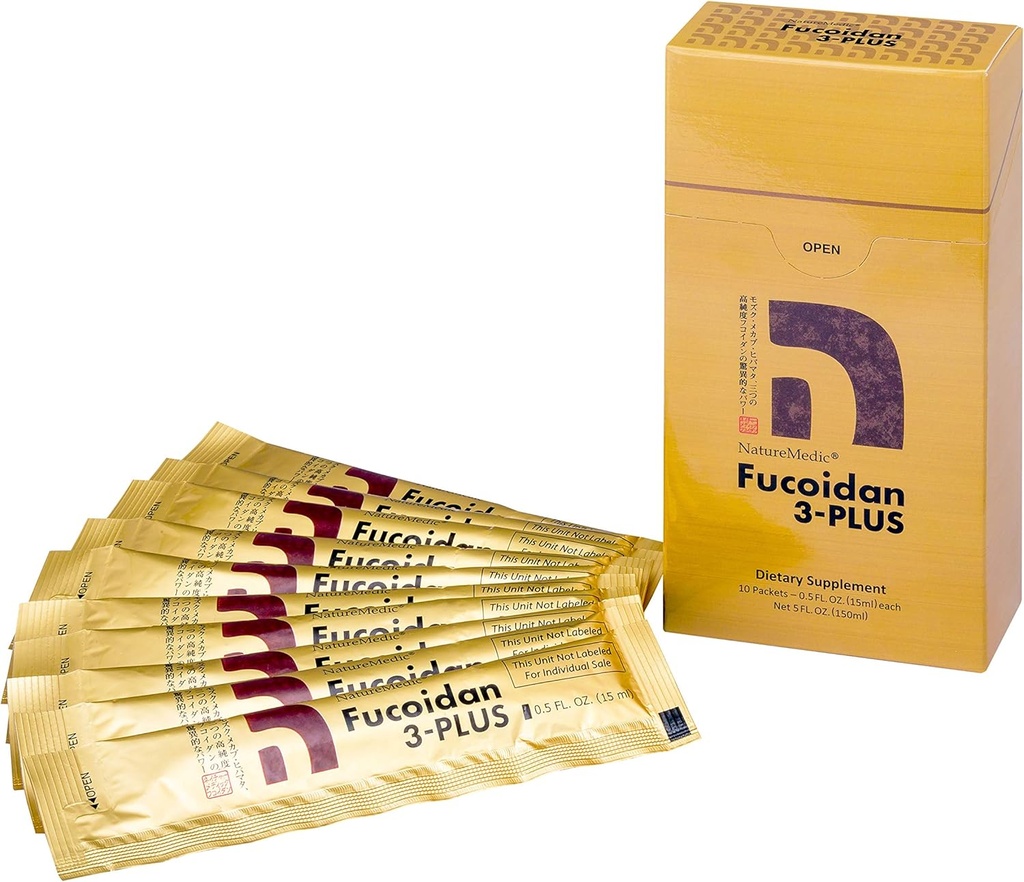 Fucoidan 3-Plus Brown Seaweed Immunity Papildinājums ar trīs veidu augstas tīrības Fucoidan Organic Mekabu Fucus Mozuku Agaricus 10 Koncentrētas šķidrās paketes Ražots Japānā