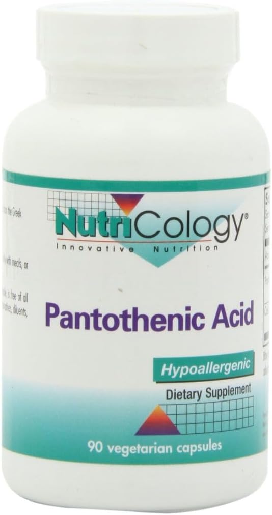 Nutricology Pantothenic Acid - vitamīns B5 vīriešiem un sievietēm, Kalcijs, 500mg Papildinājums, Tīrs, Organisks, Veģetāriskās Kapsulas - 90 Skaits