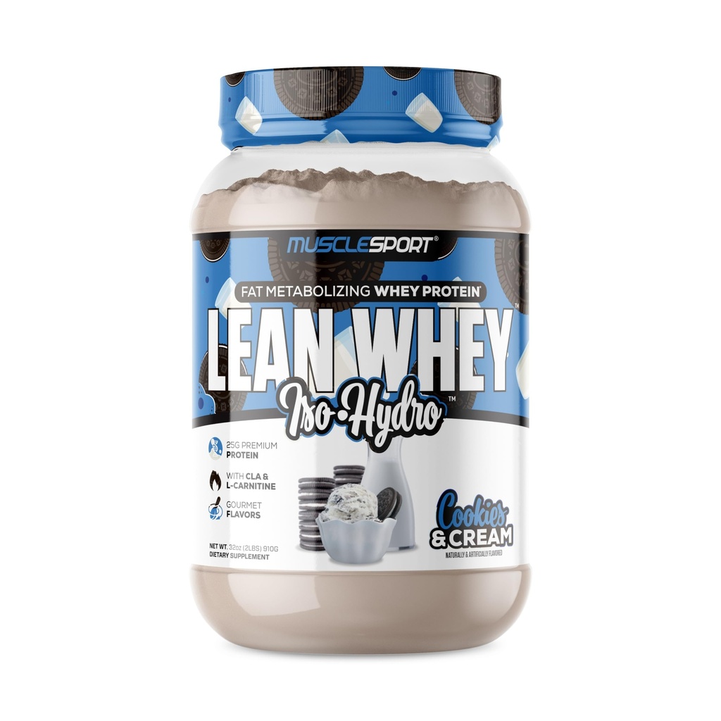 Muskuļi Lean Whey RevolutionTM, Sūkalu proteīns Izolāts ar hidrolizētu sūkalu - zems kaloriju līmenis, zems ogļhidrātu saturs, zems tauku saturs, neticami tauki - 25g Olbaltumvielas uz skuju (2lb, Cookies N Cream)