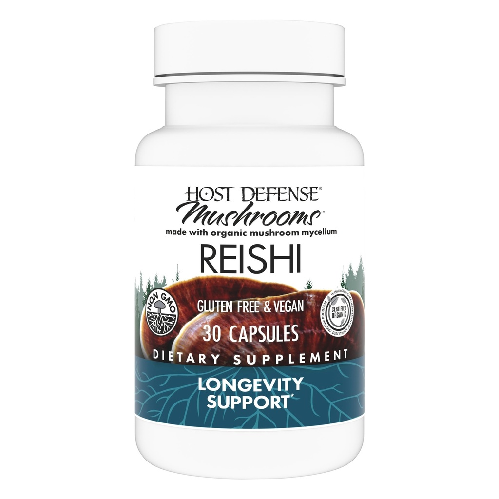 Host Defense Reishi Capsules - sirds un imūnās veselības atbalsta papildinājums - Sēnes papildinājums, lai atbalstītu enerģiju & Vitality - Reishi papildinājums atbalstam Kopumā labsajūta - 30 kapsulas (15 Kalpo)*