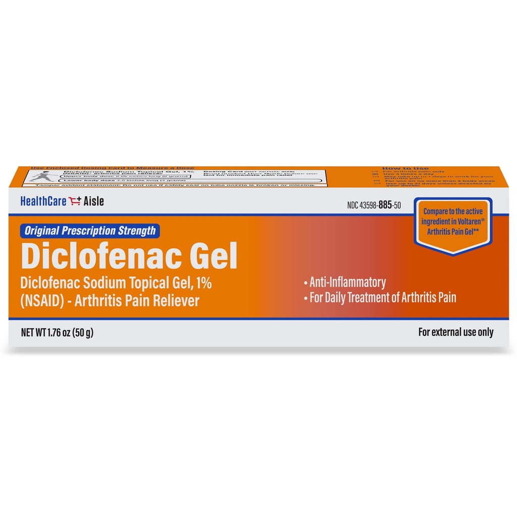 HealthCareAisle Diklofenaks Gels, 1%, artrīts Sāpes atvieglošana - 50 g caurule - Original Recepte Strength (NSAID)