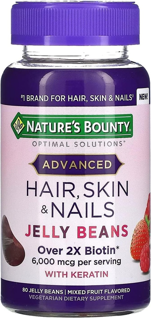 Dabas Bounty Advanced mati, āda, un naglas Jelly pupiņas 80ct, 1 ea