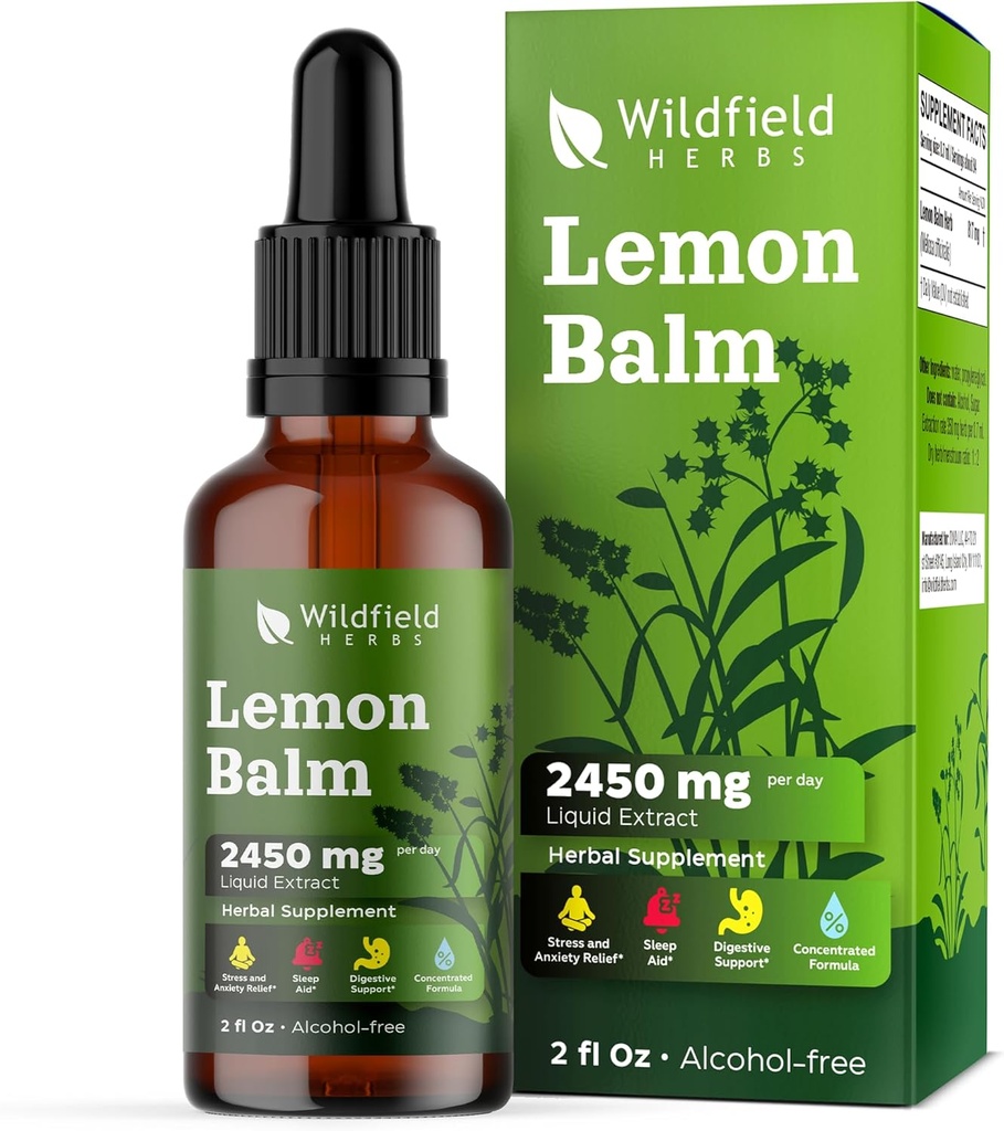 2 Lemon Balm Extract Drops Liquid 2000mg (Melissa officinalis) Augu Papildinājums Absorbs labāk nekā kapsulas, 2 Mēnešu Piedāvājums, 84 Kalpojumi, Bezalkohola Tincture - 2 Oz, Pack of 2