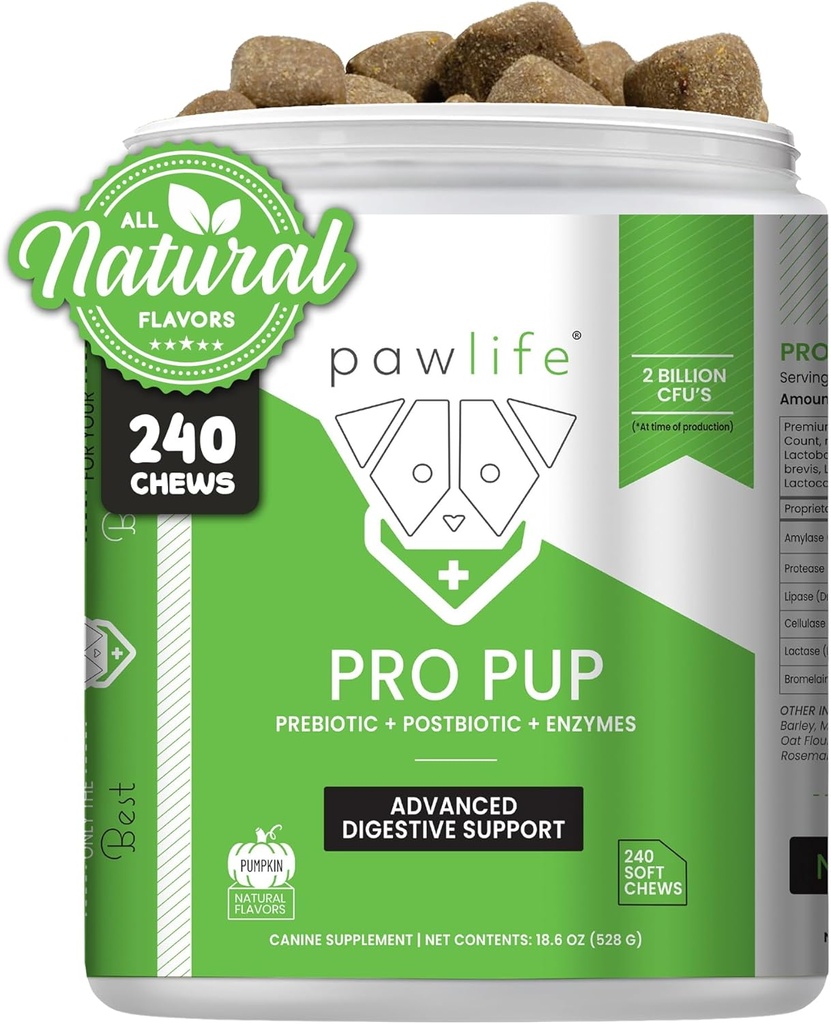Probiotikas suņiem - Diareja Relief, Gut Veselības Atbalsts, Aizcietējums Relief, Gremošanas Veselības Atbalsts - Vet Ieteicamās Dog Probiotikas - 240 Soft Chews Ka Suņi Mīlestība - Ķirbju Flavor