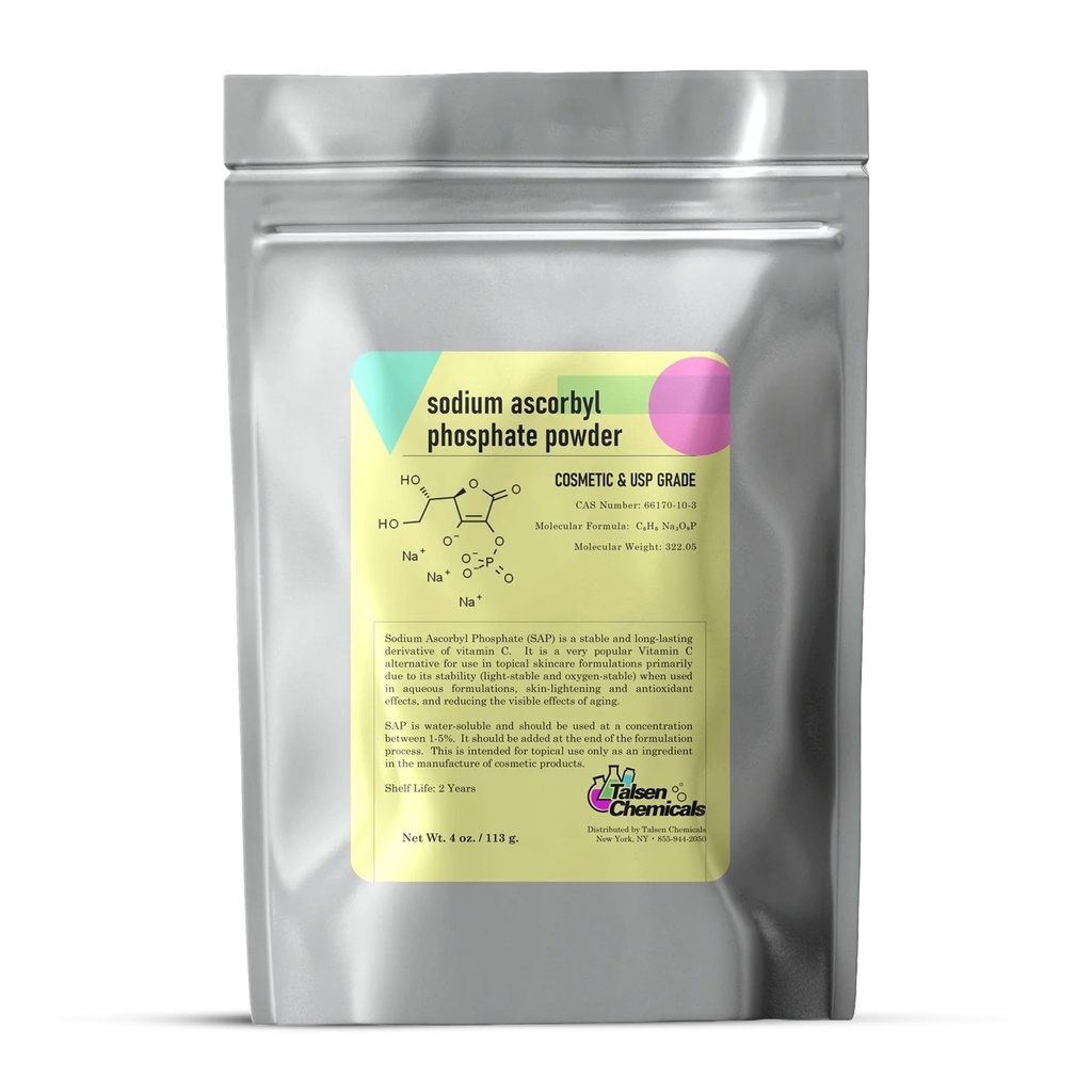 Nātrija askorbilfosfāta SAP pulveris – stabila C vitamīna atvasinājums, antioksidants DIY ādas kopšanai (4 Ounce / 113g)