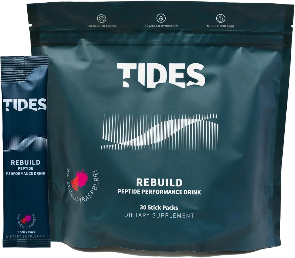 Plūdmaiņas Rebuild Complex Peptide Stick iepakojums, arbūzs Rasberry, aromatizēts pulveris Dzēriens Mix iepakojumi muskuļu veselības atbalstam, 30 Stick iepakojumi