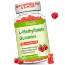 L-metilfolāts 15 mg Gumijas ar metil-B12, Folāta Papildinājums Mood, smadzeņu veselība, Imūnsupport, Aveņu Flavor, 60 Skaits