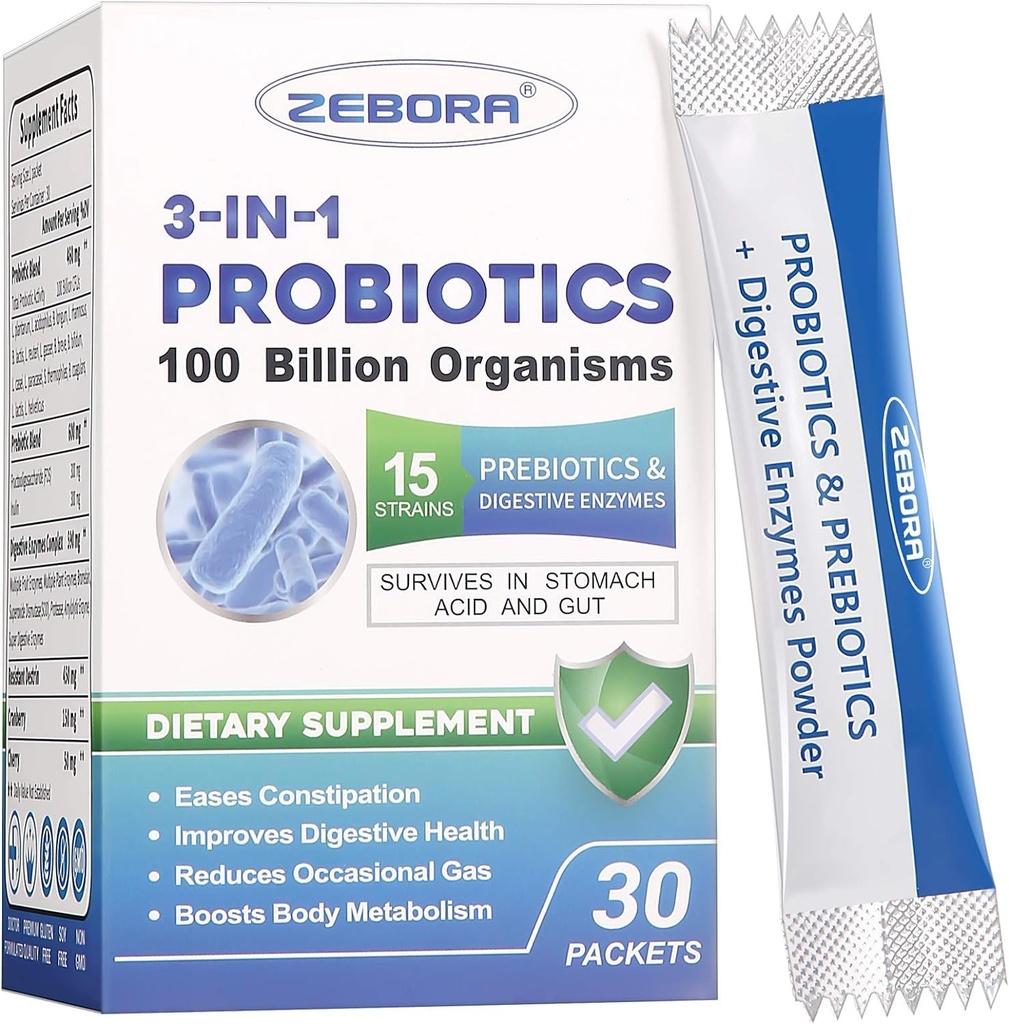 Probiotikas sievietēm un vīriešiem - 100 miljardi Plus Gremošanas enzīmi un prebiotikas, augstākās potences 3- in-1 Complete Probiotikas gremošanas veselībai, Imūnsupport