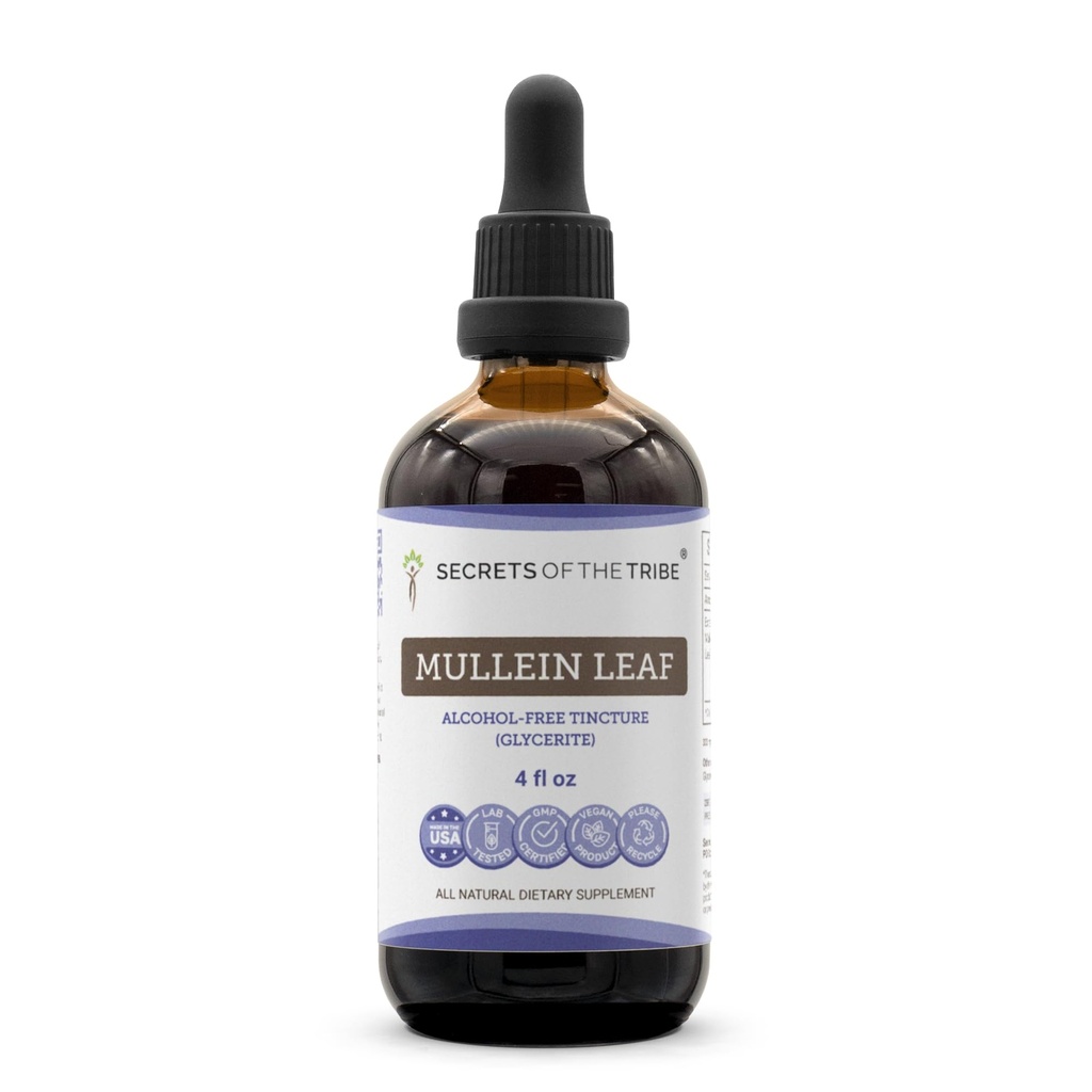 Tribe Mullein Leaf šķidruma ekstrakta bez alkohola, Mullein (Verbascum tapsus) Tinktūras papildinājuma (4 FL OZ) noslēpumi