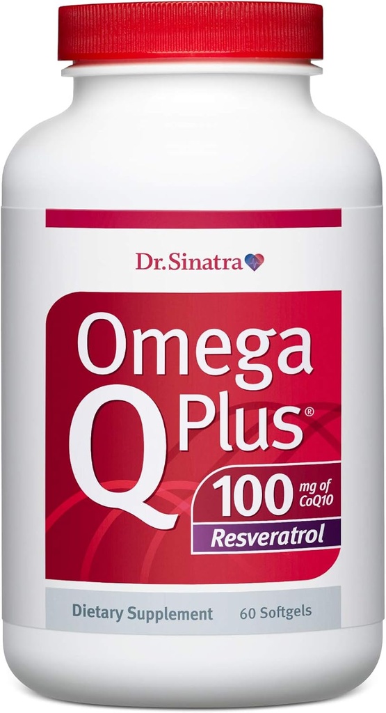 Dr. Sinatra Omega Q Plus 100 Resveratrol – Omega 3 papildinājums atbalsta sirds veselību un nodrošina antioksidantu jaudu ar 100 mg CoQ10 un Resveratrol (60 softgeli)