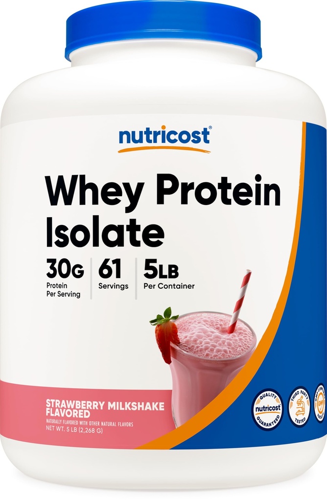 Nutricost Whey Olbaltumvielas izolāts (Strawberry Milkshake) 5LBS