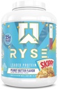RYSE ielādēts olbaltumvielu pulveris - Skippy Peanut sviests - 25g Sūkalu proteīna Izolāts un koncentrāts ar prebiotisko šķiedru un MCT - ar zemu ogļhidrātu, zems cukura, gremošanas-draudzīgi - 54 Servējumi / 4 lb Tub