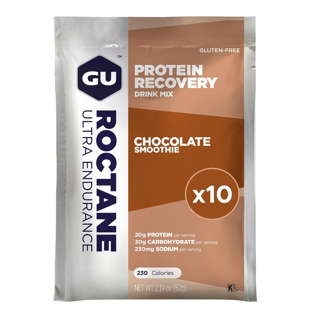 GU Energy oktāns Ultra izturības proteīns Recovery Drink Mix, bez lipekļa un Kosher Piens, Recovery Support After every Workout, 10 viendzīslas paketes, Šokolādes Smoothie