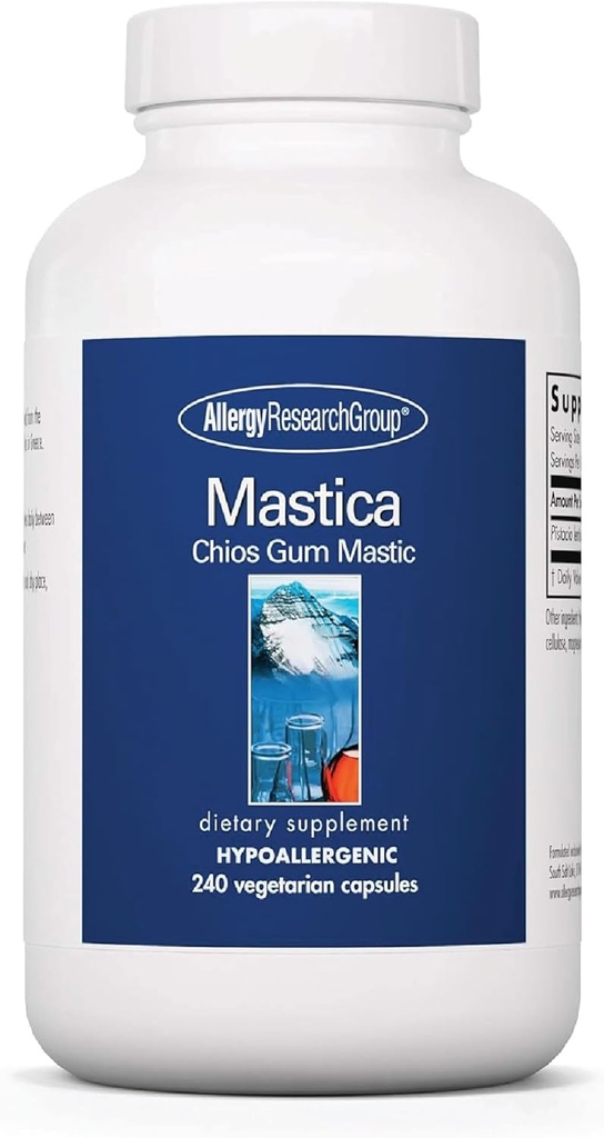 Alerģijas pētījumu grupa Mastica - Mastic Gum kapsulas, Gremošanas veselības papildinājums pieaugušajiem, Mastic Rezin pulvera kapsulas Gut Health Support - 240 Skaits