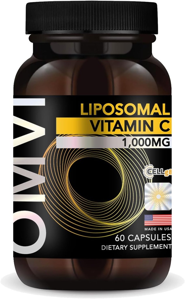 Omvi Formulas, Liposomālais vitamīns C 1 000mg, Augsta Absorbcija Askorbīnskābe, Antioksidants Papildinājums, Atbalsta Imūnsistēmas un kolagēna pastiprinātājs, Vegan, Bez glutēna, 60 Kapsulas, 30 Kalpo, Ražots ASV