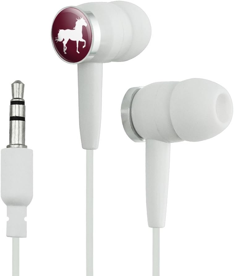 Zirgu silhouette Wild Mane Trotting Maroon Jaunums in-Ear Earbud austiņas - White