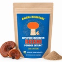 Malama Organic Reishi Sēņu pulveris, Pure Fruiting Body Extract, Adaptogenic Superfood for Immune Support and Wellness 100 Serves