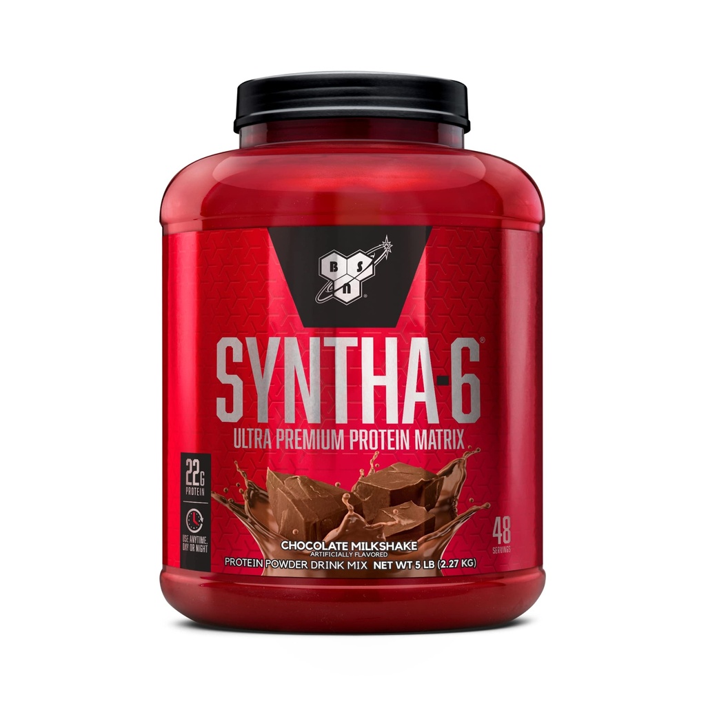 BSN SYNTHA-6 Sūkalu proteīna pulveris ar Micellar Casein, piena proteīna izolāts, šokolādes Milkshake, 48 Servējumi (iepakojums May Vary)