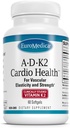 EuroMedica A•D•K2 Cardio Health - Cardio Veselība un asinsvadu Elastīgums un stiprums Atbalsts - Kardiovaskulārā atbalsta papildinājums ar vitamīniem A & D3 - AIDS asinsvads Elastīgums - 60 Softgels