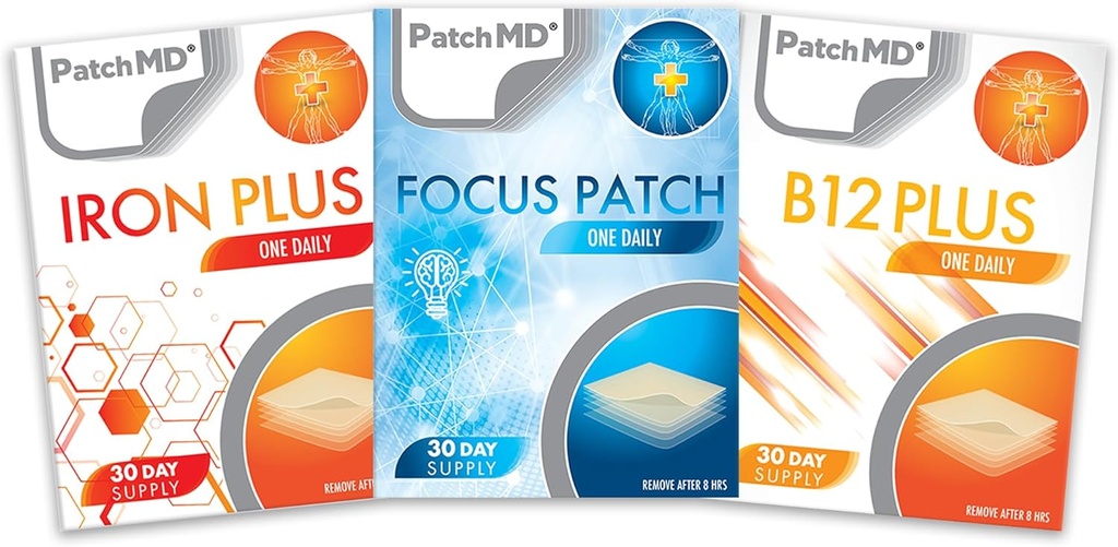 Dzelzs Plus, B12 Energy Plus, Focus Topical Patch Bandle - 30 dienu piegādes
