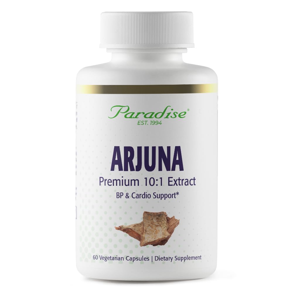 Paradīzes Ārstniecības augi Arjuna, Sirds un asinsvadu atbalsts, Asinsspiediena uzturēšana, Sirds veselība, Antioksidants Papildinājums, Vegan, Ne-GMO, Bez lipekļa, 60 Veģetārās kapsulas