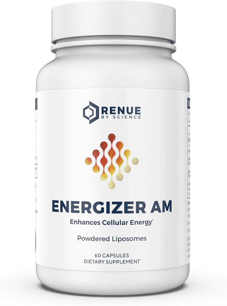 Renue By Science Energizer AM - Liposomāli Resveratrol Hesperidin & Green Tea papildinājums - 60 Kapsulas ar Trans Resveratrol (65mg) Hesperidin (150mg) Zaļās tējas ekstrakts (35mg) - Ne-GMO -Ražots ASV
