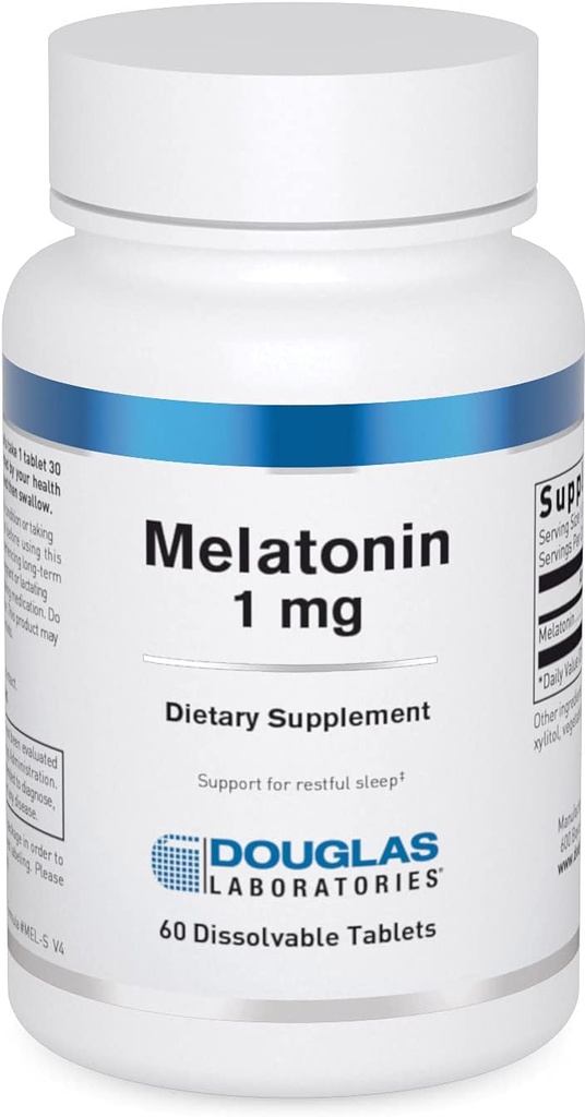 Douglas Laboratories Melatonīns 1 mg. • Uztur miega/atmodas ciklus  - 60 tabletes