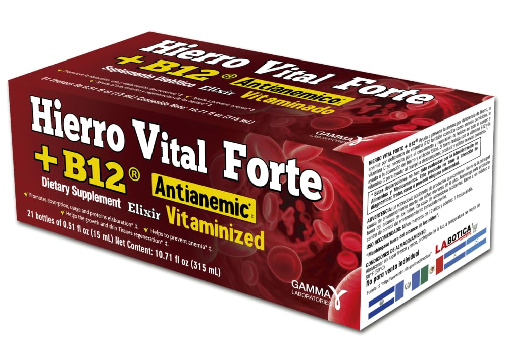 + B12 Diētiskās Papildinājums - Anti-Anemic, Vitamīni, veicina Absorbciju, Lietojums un Olbaltumvielas Elabošana, 21 Pudeles (0,51 fl oz Katrs)