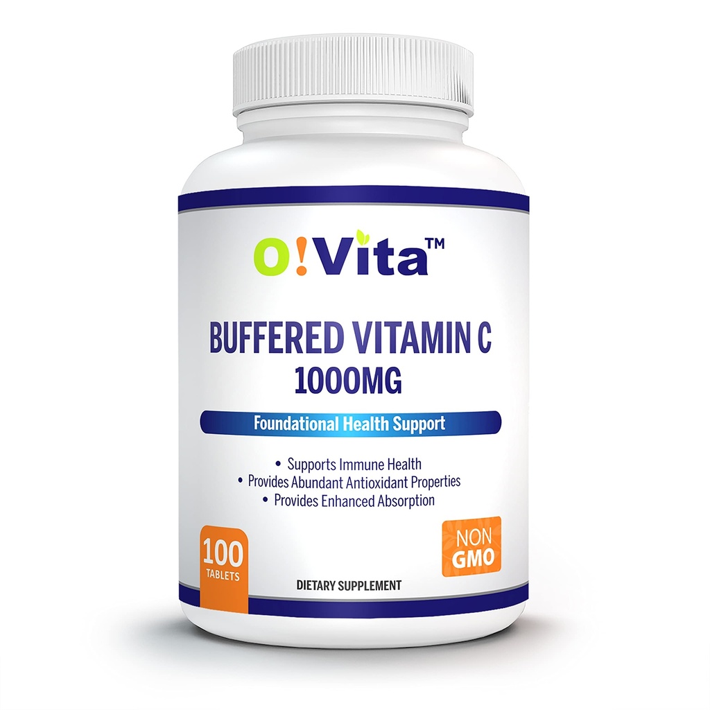 Buferēts vitamīns C 1000mg Imūnās veselības atbalstam, 100 buferētas ne-ĢMO tabletes, 100 dienu iepakojums