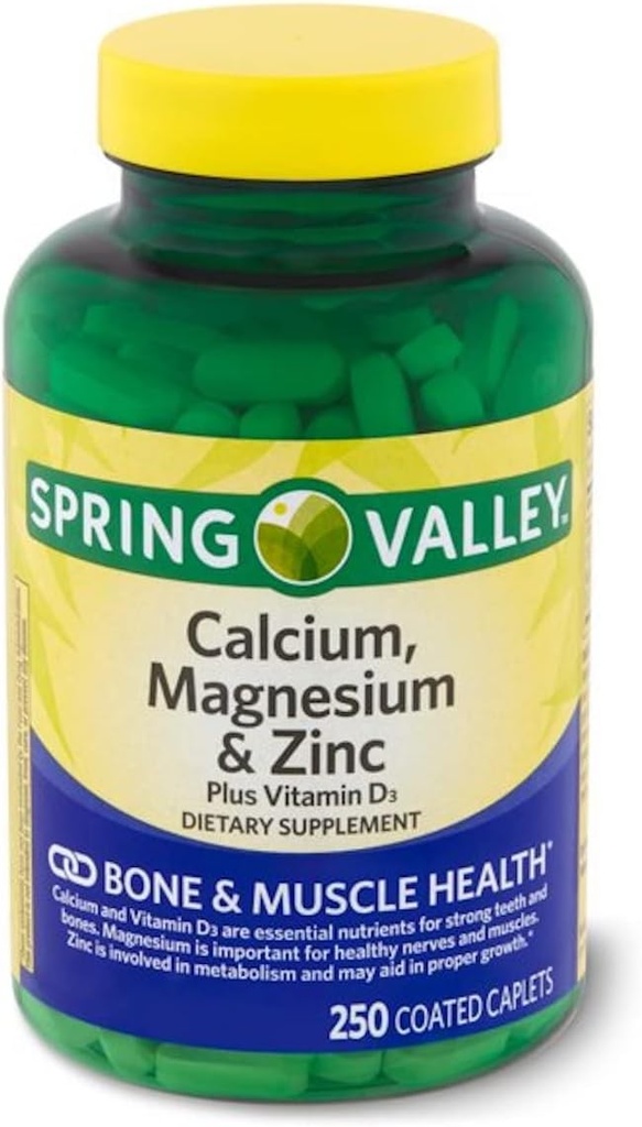 Pavasara ieleja - kalcija magnijs un cinks, D3 vitamīns, 250 apvalkotas Caplets
