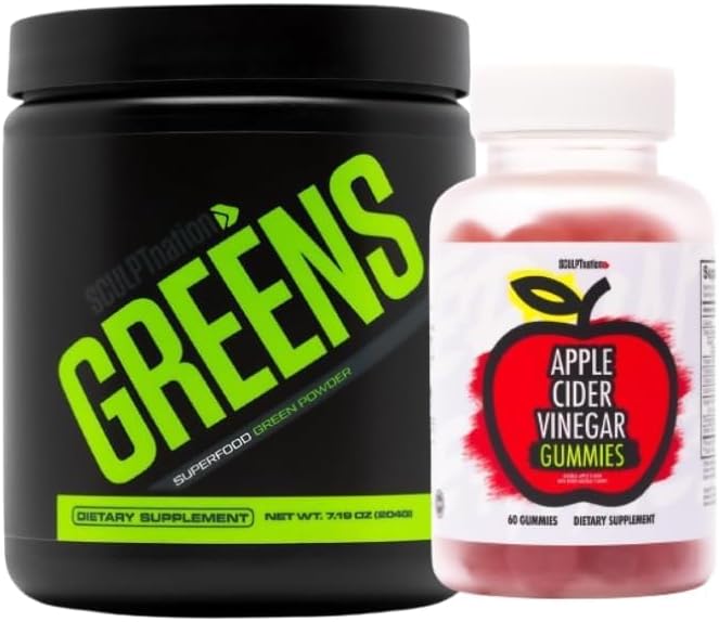 V Shred Greens veidotā tēlniecība Neuzliesmojošs un Apple Sider Etiķis Etiķis Gummies Bundle