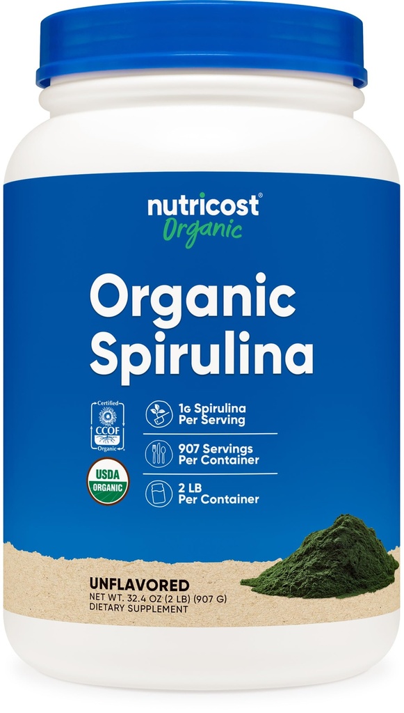 Nutricost Organic Spirulina pulveris 2 LB - Pure, Certified Organic Spirulina
