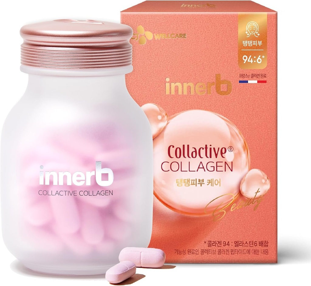 CJwellcare Innerb Glow Capsule Collagen (28 Servējumi, 4 nedēļas) - Firm Skin Elasticity, Premium Korejiešu ādas kopšanas papildinājums. Elastīns, C vitamīns.