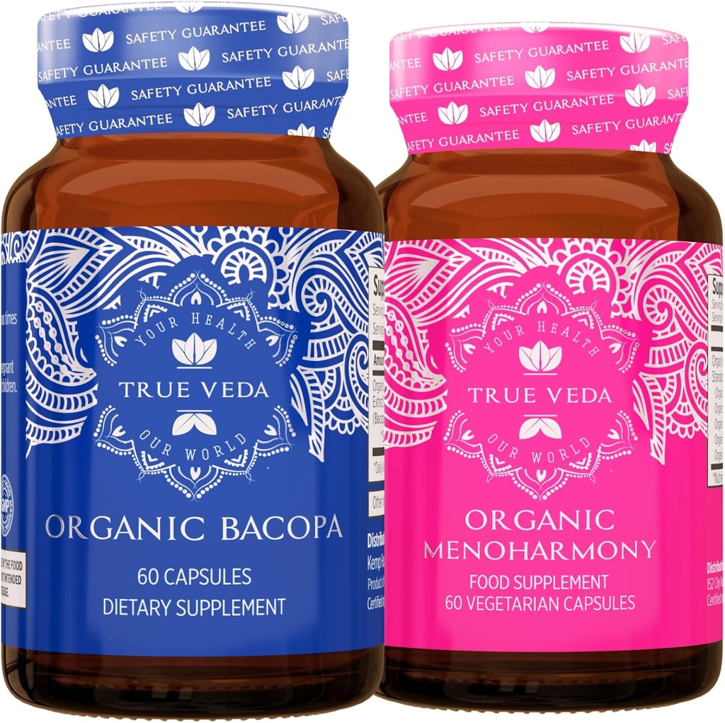 Patiesa Veda Clarity Bundle USDA Organic - -- Award- Winning - Bacopa - MenoHarmony kapsulas