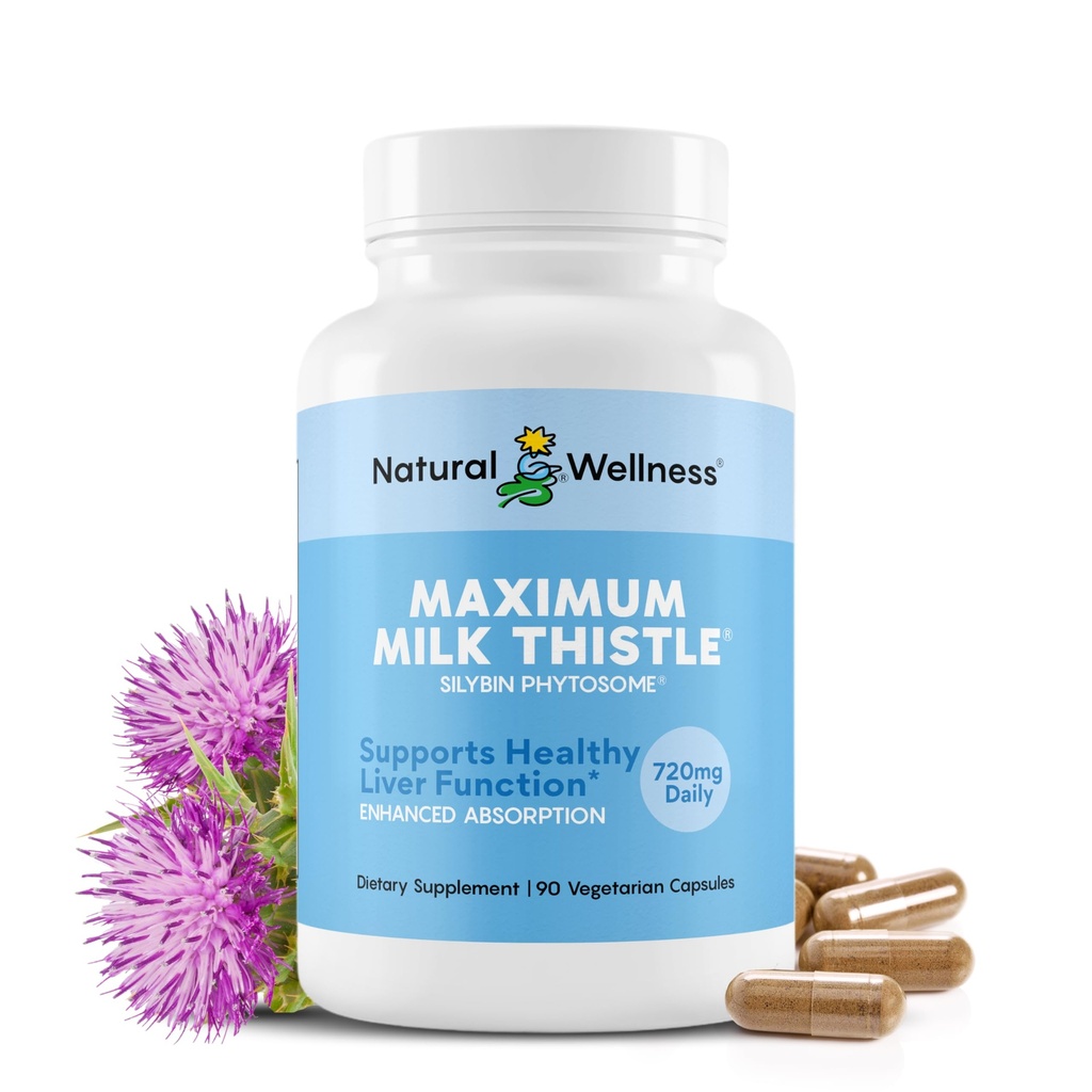 Maksimālais piena Thistle papildinājums aknu atbalstam – 720mg Silybin Phytosome (10X Absorbcija) – Aknu tīrīšana Detox & remonts, Enzīmu veselība – Vegan, ne-GMO, bez lipekļa – 90 kapsulas (30 dienu piegādes)