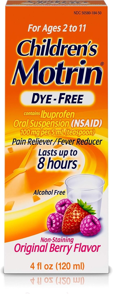 Bērnu Motrin suspensija iekšķīgai lietošanai Bērniem, 100 mg Ibuprofēns, Berry Flavored, 4 fl. oz.
