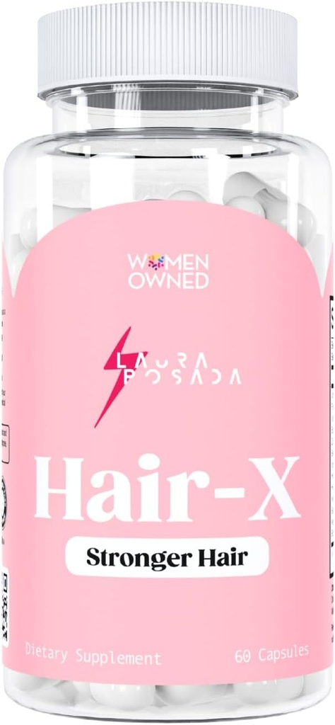 Laura Posada Sieviešu Hair-X Advanced Hair Stiprinošas Papildinājumi Redzami Biezāka, Spēcīgāka Matu Augšana ar vitamīnu C, B12 - Non-GMO 60 Count 100% Natural Made ASV
