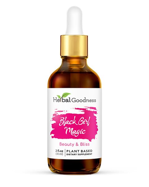 Augu labsajūta Black Girl Magic - ādas bagātinātāji sievietēm, radiācija ādas skaistums atbalsts, Essential ādas pārtikas, Ashwagandha papildinājumi - 1 pudele (2 fl oz)
