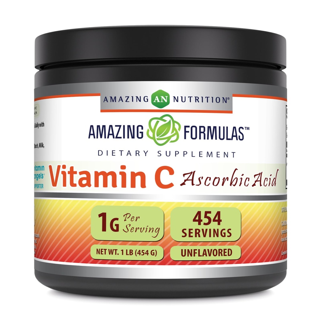 Amazing Formulas C vitamīna pulvera papildinājums ; Neuzliesmojoša askorbīnskābe 1 Grams per Servē    