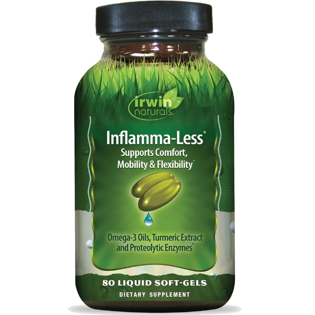 Irwin Naturals Inflamma-Less, veicina komfortu, mobilitāti un elastību, 80 Liquid Softgels