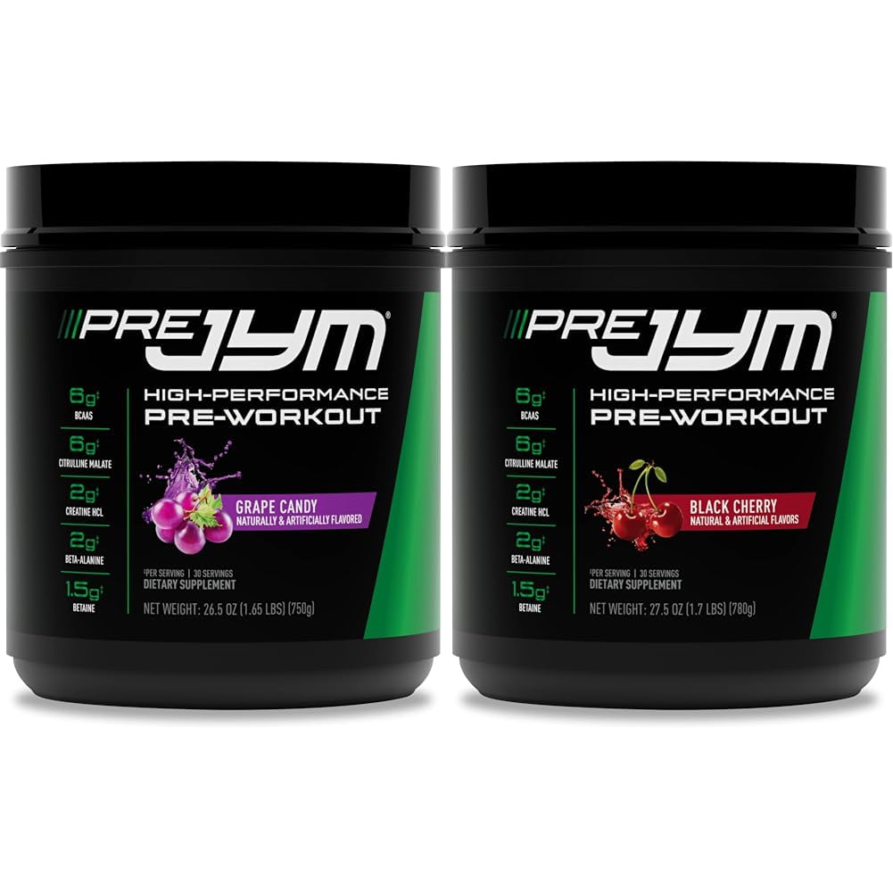 Pre JYM Vīnogu konfektes pirms treniņa pulveris 30 Kalpojumi un melna ķiršu flavors 30 Kalpojumu paka