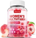 Sievietes Multivitamīnu Gumijas - bezcukura Multivitamīni sievietēm ar A, C, D, E, Niacin, Folāts, B6 & B12, Dzelzs, Kalcijs, Cinka - Multi Vitamīni un minerālvielas ādai, matiem, enerģija un imūnās sistēmas