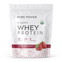 Dr. Mercola Pure Power Organisks sūkalu proteīns - 20 g Olbaltumvielas - atbalsts Muskuļu augšana un enerģija - Zāles lopbarības sūkalu koncentrāts - 15 Kalpojumi (20.60 oz) - Zemenes