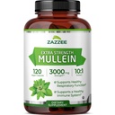 Zazzee Extra Strength Mullein 10:1 ekstrakts, 3000 mg Stiprums, 120 Vegan kapsulas, 4 Mēnešu Apgāds, Standartizēts 10X ekstrakts, 100% Pure Leaf Powder, All-Dabīgs un ne-GMO, Ražots ASV