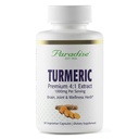 Paradīze Organic Turmeric Rhizome 4:1 ekstrakts, aktīvais veselais spektrs ekstrakts, superpodens, ultraviolets, vegans, ne-GMO, bez lipekļa, 90 veģetārās kapsulas