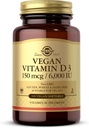 Solgar Vegan D3 vitamīns (holekalciferols) 150 μg (6 000 SV) - 100 softgeli - Imūnsupports, palīdz uzturēt veselīgus kaulus un zobus - ne-GMO, Sertificēts Vegan, Gluten & Dairy Free - 100 Servisi