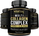 Kolagēna tabletes 1800 mg - Multi Collagen papildinājumi (Types I, II, III, V & X) Zāle kausēta neĢMO kolagēna peptīdi Tabletes matiem, ādai un locītavām - Hidrolizēts kolagēna proteīns Pulveris