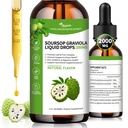 Wanish Organic Sorsop Graviola Liquid Drop,Sour SOP Bitters Liquid for Cell Support & Regeneration, Immuno Boost, Aknas un Miega, Augu labsajūta, Bez cukura/Gluten, Natural Flavor, 2 Fl Oz